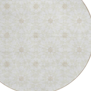 Homeroots 3' Black Gray Silver Floral Medallion Washable Area Rug For Stylish Indoor & Outdoor Spaces 8' Round Polyester 583800