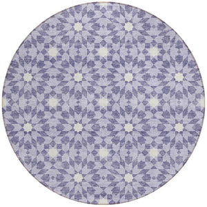 Homeroots 3' Black Gray Silver Floral Medallion Washable Area Rug For Stylish Indoor & Outdoor Spaces 8' Round Polyester 583806