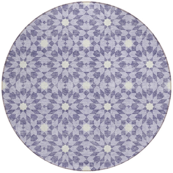 Homeroots 3' Black Gray Silver Floral Medallion Washable Area Rug For Stylish Indoor & Outdoor Spaces 8' Round Polyester 583806