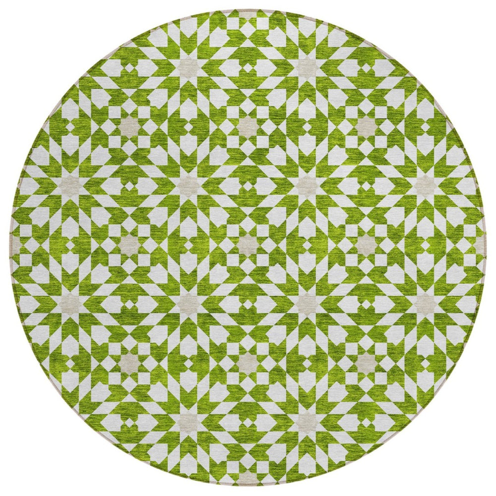 HomeRoots 5' Vibrant Floral Medallion Area Rug - Durable, Washable Design for Indoor & Outdoor Spaces 8' Round 583812
