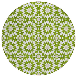 HomeRoots 5' Vibrant Floral Medallion Area Rug - Durable, Washable Design for Indoor & Outdoor Spaces 8' Round 583812