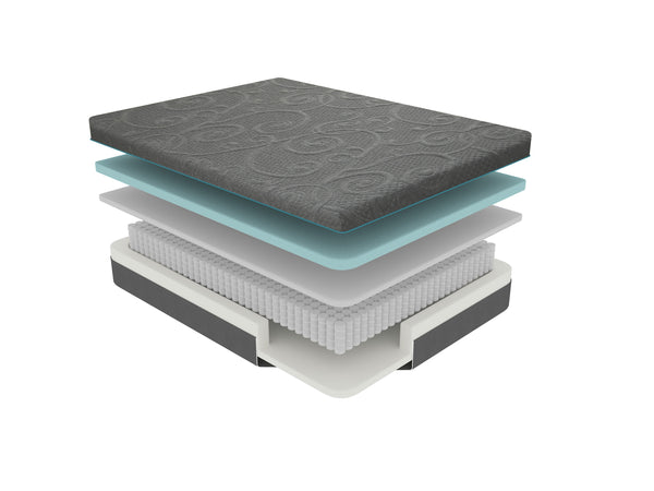English Elm 11-inch Gel-Infused Memory Foam Hybrid Mattress Queen Size - 4-Layer Cooling Support, Pocket Coils Dark Gray 15 L x 15 W x 63 H B011P212564