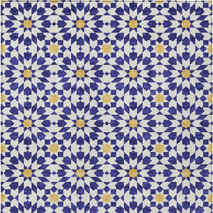 HomeRoots 9' Navy Blue and Ivory Floral Medallion Area Rug - Durable, Washable Design for Indoor & Outdoor Use 9' X 12' 583826