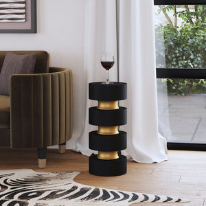 Butler Specialty Zola Round Wood And Iron Side Table - Elegant Design With Gold Accents For Modern Home Decor Black Iron,Mango 5838295-butler