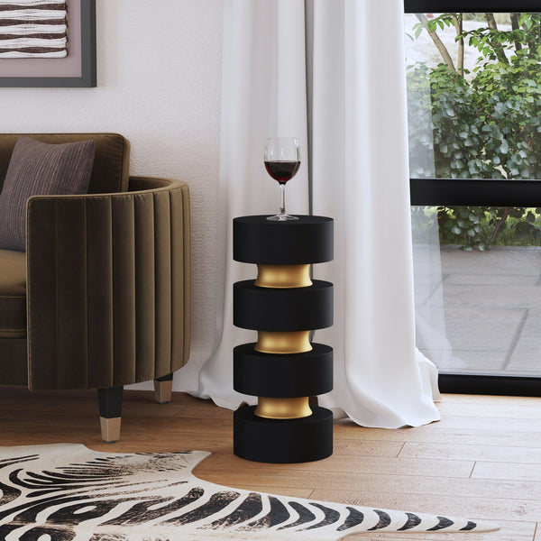 Butler Specialty Zola Round Wood And Iron Side Table - Elegant Design With Gold Accents For Modern Home Decor Black Iron,Mango 5838295-butler