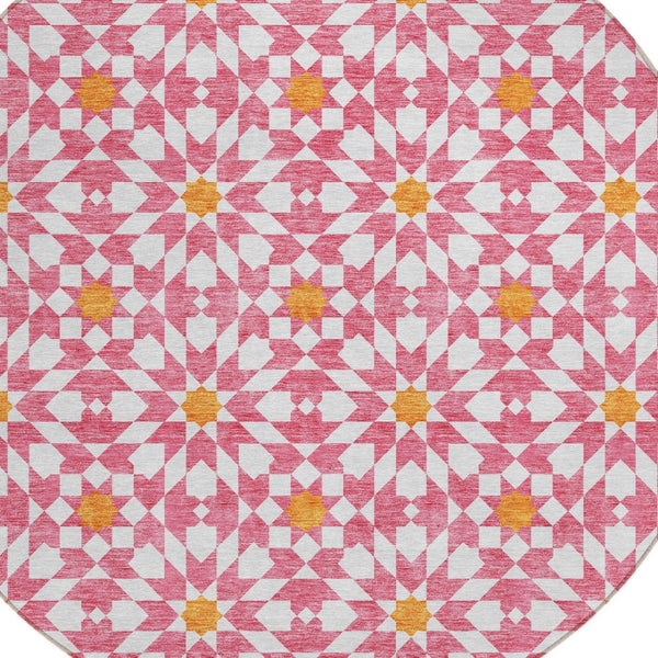 Homeroots 3' Black Gray Silver Floral Medallion Washable Area Rug For Stylish Indoor & Outdoor Spaces 8' Round Polyester 583830