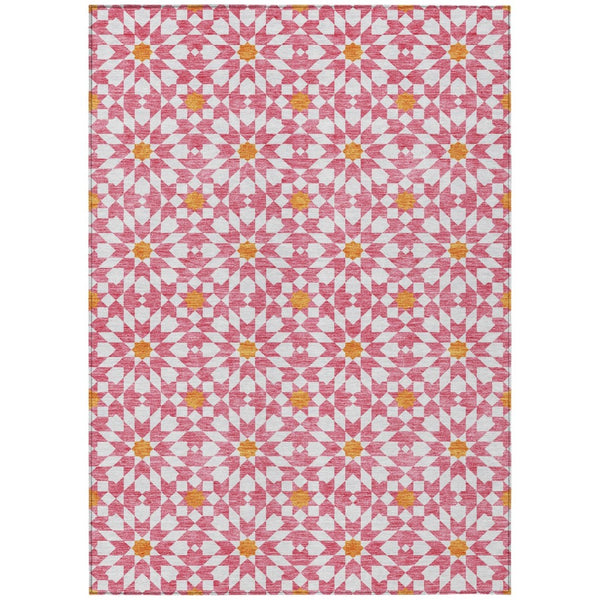 HomeRoots 9' Pink Ivory and Orange Floral Medallion Area Rug - Stylish, Durable, Washable for Indoor & Outdoor Use 9' X 12' 583832