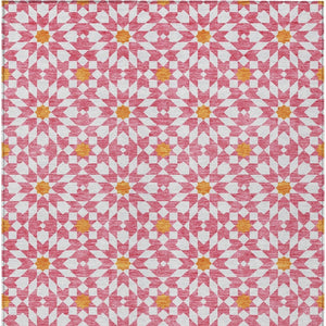 HomeRoots 5' Floral Medallion Area Rug in Pink, Ivory & Orange - Stylish, Durable & Washable for Indoors & Outdoors 10' X 14' 583833