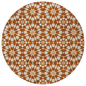 Homeroots 3' Black Gray Silver Floral Medallion Washable Area Rug For Stylish Indoor & Outdoor Spaces 8' Round Polyester 583836