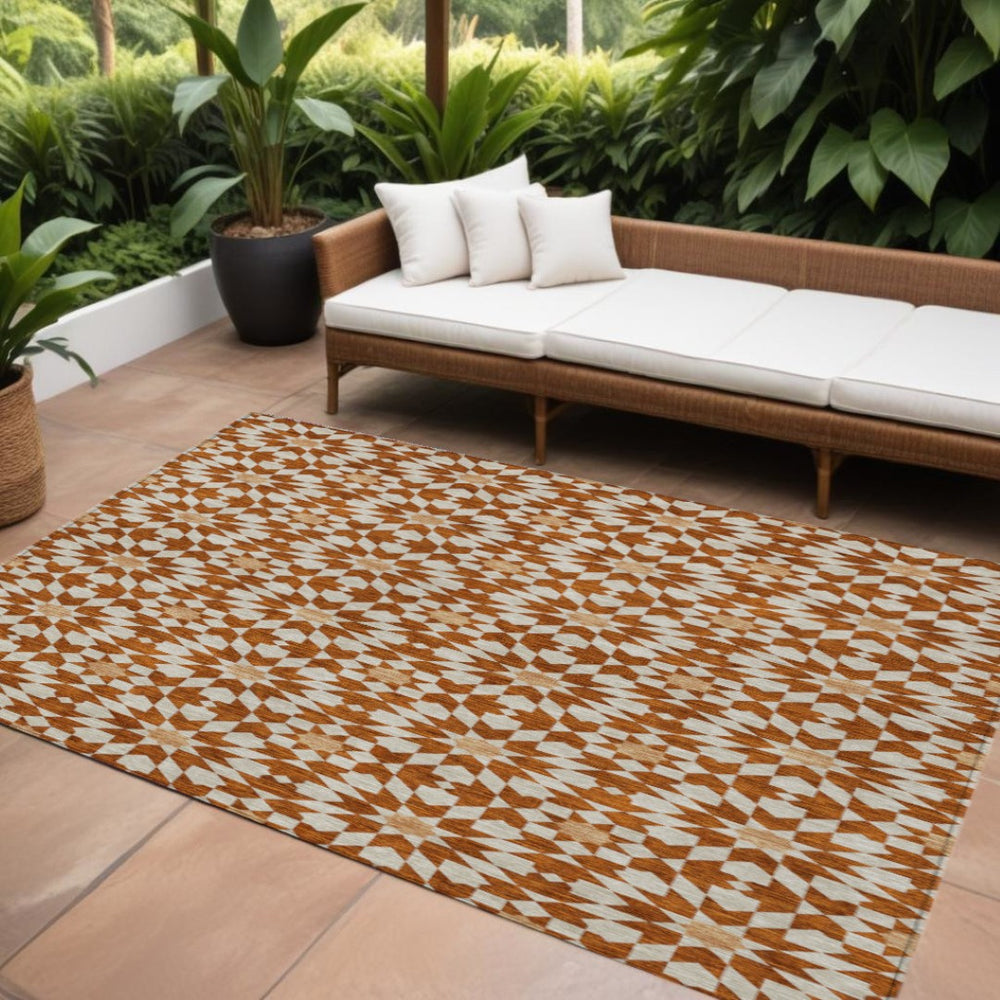 HomeRoots 9' Stylish Floral Medallion Area Rug - Durable, Washable Design for Indoor & Outdoor Spaces 9' X 12' 583838
