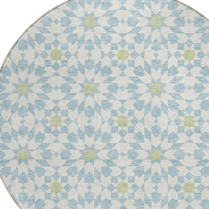 Homeroots 3' Black Gray Silver Floral Medallion Washable Area Rug For Stylish Indoor & Outdoor Spaces 8' Round Polyester 583842