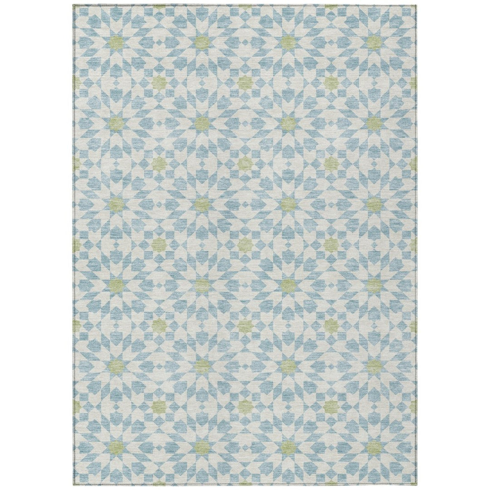 HomeRoots 9' Sky Blue Floral Medallion Area Rug – Washable, Durable, Stylish for Indoor and Outdoor Spaces 9' X 12' 583844