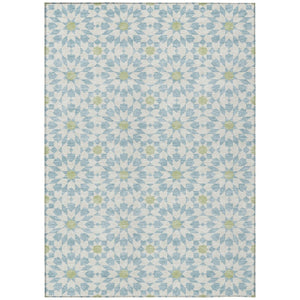 HomeRoots 9' Sky Blue Floral Medallion Area Rug – Washable, Durable, Stylish for Indoor and Outdoor Spaces 9' X 12' 583844