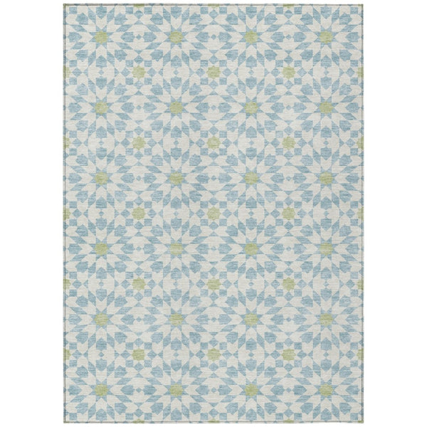 HomeRoots 9' Sky Blue Floral Medallion Area Rug – Washable, Durable, Stylish for Indoor and Outdoor Spaces 9' X 12' 583844