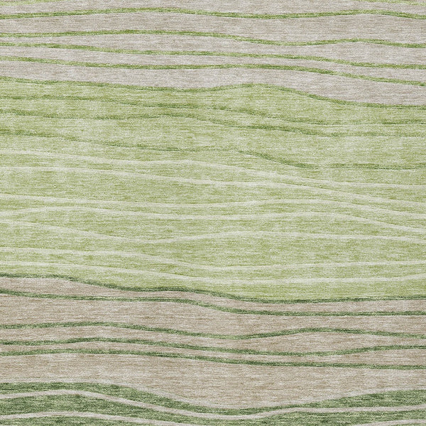 Homeroots 3' Artichoke Green And Taupe Striped Washable Indoor Outdoor Area Rug For Stylish Spaces 3' X 5' Polyester 583852