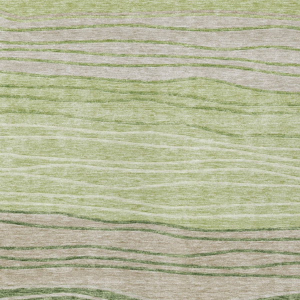 Homeroots 3' Artichoke Green And Taupe Striped Washable Indoor Outdoor Area Rug For Stylish Spaces 5' X 8' Polyester 583853