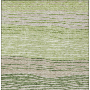 Homeroots 3' Artichoke Green And Taupe Striped Washable Indoor Outdoor Area Rug For Stylish Spaces 8' X 10' Polyester 583855