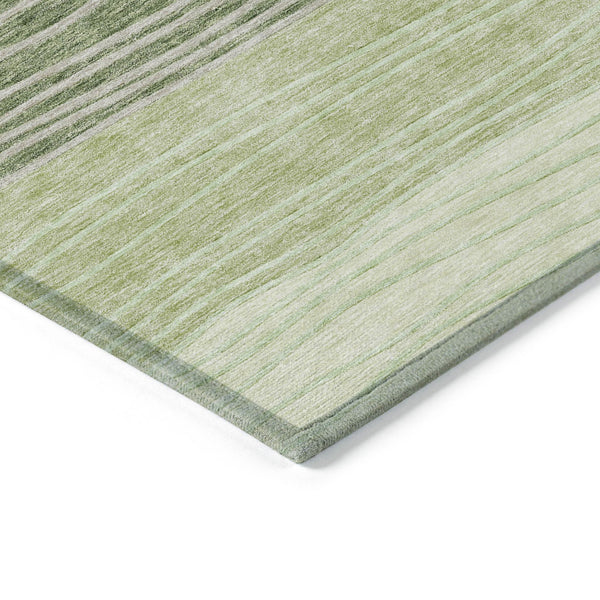 Homeroots 3' Artichoke Green And Taupe Striped Washable Indoor Outdoor Area Rug For Stylish Spaces 10' X 14' Polyester 583857