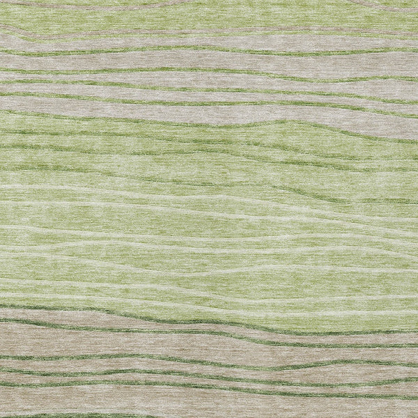 Homeroots 3' Artichoke Green And Taupe Striped Washable Indoor Outdoor Area Rug For Stylish Spaces 10' X 14' Polyester 583857