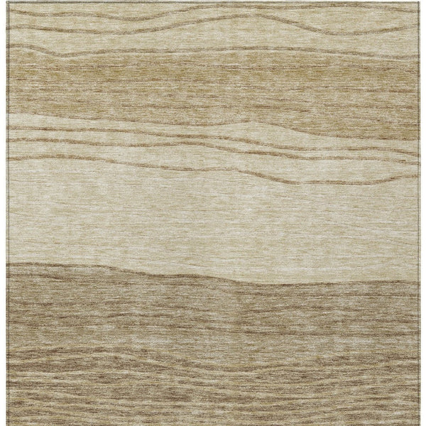 Homeroots 3' Artichoke Green And Taupe Striped Washable Indoor Outdoor Area Rug For Stylish Spaces 5' X 8' Polyester 583859