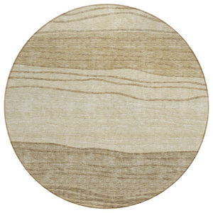 HomeRoots 5' Striped Washable Area Rug in Beige, Brown, and Taupe - Perfect for Indoor and Outdoor Spaces! 8' Round 583860