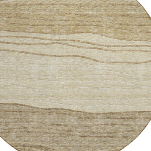 Homeroots 3' Artichoke Green And Taupe Striped Washable Indoor Outdoor Area Rug For Stylish Spaces 8' Round Polyester 583860