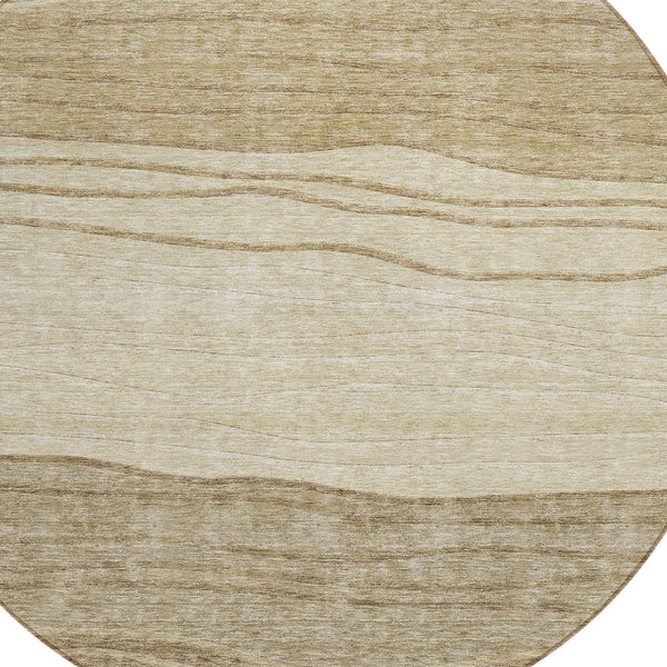 Homeroots 3' Artichoke Green And Taupe Striped Washable Indoor Outdoor Area Rug For Stylish Spaces 8' Round Polyester 583860