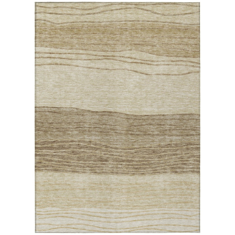HomeRoots 9' Stylish Washable Striped Area Rug in Beige, Brown & Taupe – Perfect for Indoor & Outdoor Spaces 9' X 12' 583862