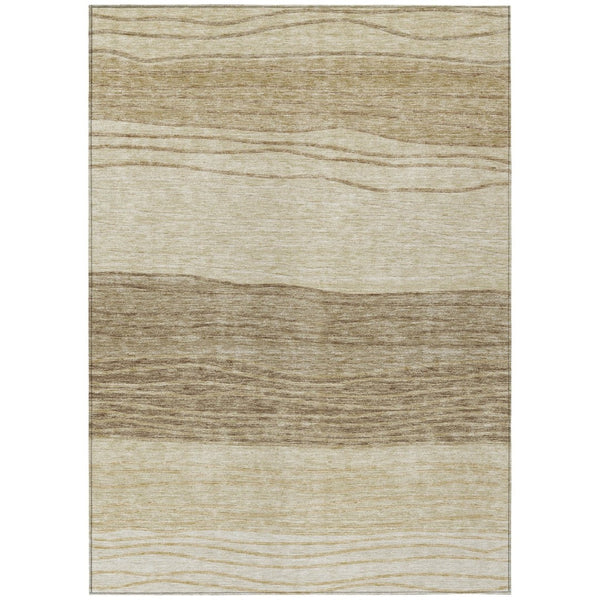 HomeRoots 9' Stylish Washable Striped Area Rug in Beige, Brown & Taupe – Perfect for Indoor & Outdoor Spaces 9' X 12' 583862