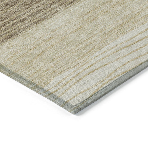 Homeroots 3' Artichoke Green And Taupe Striped Washable Indoor Outdoor Area Rug For Stylish Spaces 10' X 14' Polyester 583863