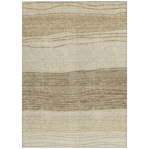 Homeroots 3' Artichoke Green And Taupe Striped Washable Indoor Outdoor Area Rug For Stylish Spaces 10' X 14' Polyester 583863