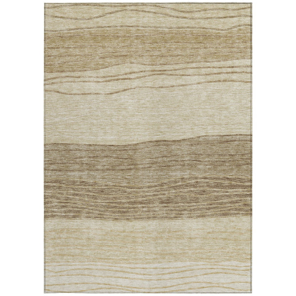 Homeroots 3' Artichoke Green And Taupe Striped Washable Indoor Outdoor Area Rug For Stylish Spaces 10' X 14' Polyester 583863