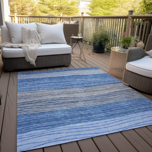 Homeroots 3' Artichoke Green And Taupe Striped Washable Indoor Outdoor Area Rug For Stylish Spaces 3' X 5' Polyester 583864