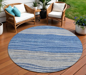Homeroots 3' Artichoke Green And Taupe Striped Washable Indoor Outdoor Area Rug For Stylish Spaces 8' Round Polyester 583866