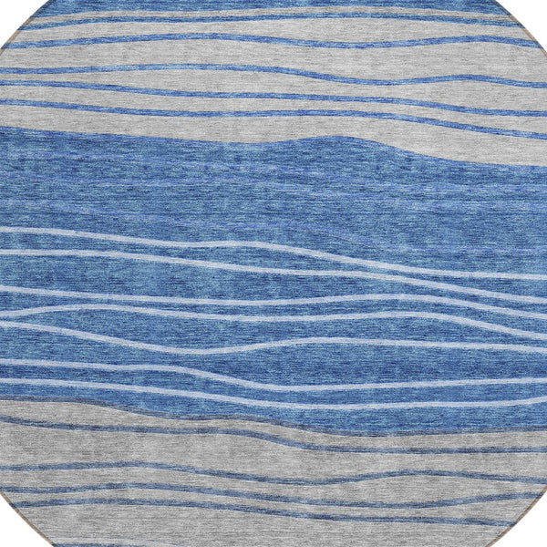 Homeroots 3' Artichoke Green And Taupe Striped Washable Indoor Outdoor Area Rug For Stylish Spaces 8' Round Polyester 583866