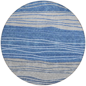 Homeroots 3' Artichoke Green And Taupe Striped Washable Indoor Outdoor Area Rug For Stylish Spaces 8' Round Polyester 583866