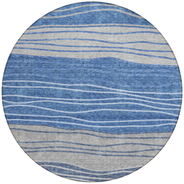 Homeroots 3' Artichoke Green And Taupe Striped Washable Indoor Outdoor Area Rug For Stylish Spaces 8' Round Polyester 583866