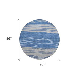 Homeroots 3' Artichoke Green And Taupe Striped Washable Indoor Outdoor Area Rug For Stylish Spaces 8' Round Polyester 583866