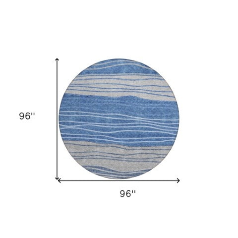 Homeroots 3' Artichoke Green And Taupe Striped Washable Indoor Outdoor Area Rug For Stylish Spaces 8' Round Polyester 583866