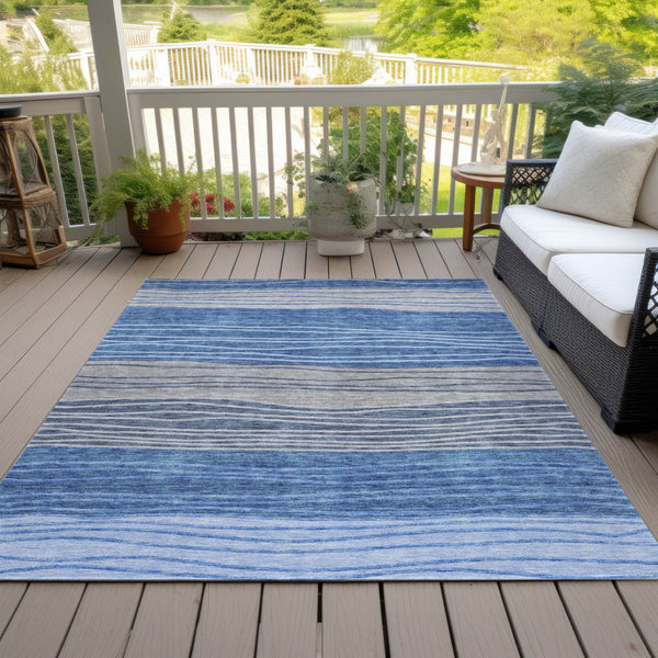 Homeroots 3' Artichoke Green And Taupe Striped Washable Indoor Outdoor Area Rug For Stylish Spaces 8' X 10' Polyester 583867