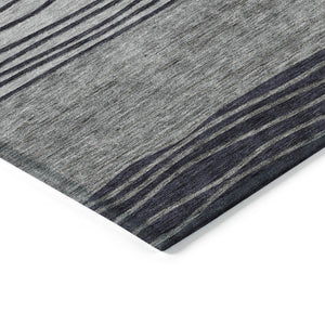 Homeroots 3' Artichoke Green And Taupe Striped Washable Indoor Outdoor Area Rug For Stylish Spaces 3' X 5' Polyester 583870
