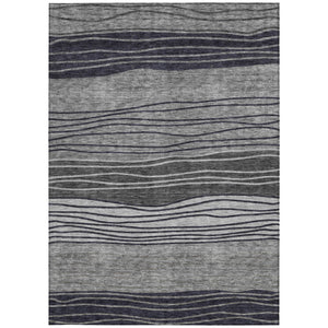 Homeroots 3' Artichoke Green And Taupe Striped Washable Indoor Outdoor Area Rug For Stylish Spaces 5' X 8' Polyester 583871
