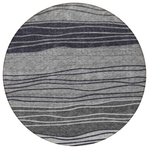 Homeroots 3' Artichoke Green And Taupe Striped Washable Indoor Outdoor Area Rug For Stylish Spaces 8' Round Polyester 583872