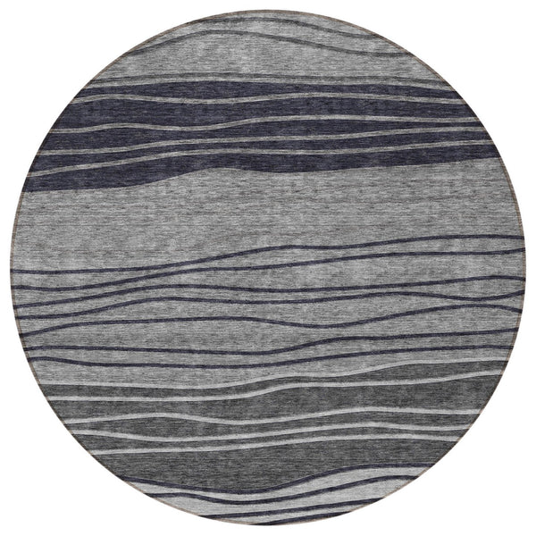 Homeroots 3' Artichoke Green And Taupe Striped Washable Indoor Outdoor Area Rug For Stylish Spaces 8' Round Polyester 583872