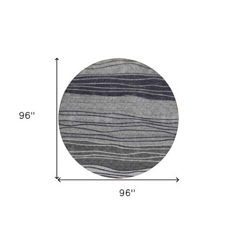 Homeroots 3' Artichoke Green And Taupe Striped Washable Indoor Outdoor Area Rug For Stylish Spaces 8' Round Polyester 583872