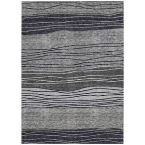 Homeroots 3' Artichoke Green And Taupe Striped Washable Indoor Outdoor Area Rug For Stylish Spaces 8' X 10' Polyester 583873