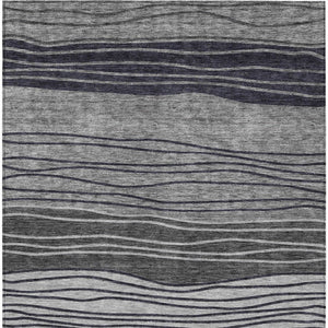 Homeroots 3' Artichoke Green And Taupe Striped Washable Indoor Outdoor Area Rug For Stylish Spaces 9' X 12' Polyester 583874