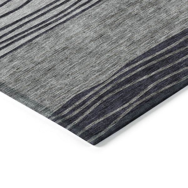 Homeroots 3' Artichoke Green And Taupe Striped Washable Indoor Outdoor Area Rug For Stylish Spaces 9' X 12' Polyester 583874