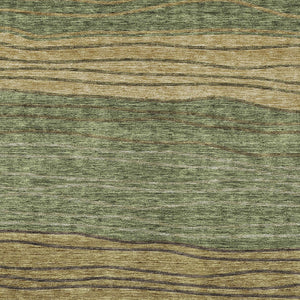 Homeroots 3' Artichoke Green And Taupe Striped Washable Indoor Outdoor Area Rug For Stylish Spaces 5' X 8' Polyester 583877