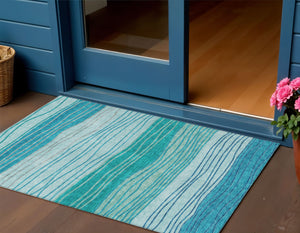 Homeroots 3' Artichoke Green And Taupe Striped Washable Indoor Outdoor Area Rug For Stylish Spaces 3' X 5' Polyester 583882